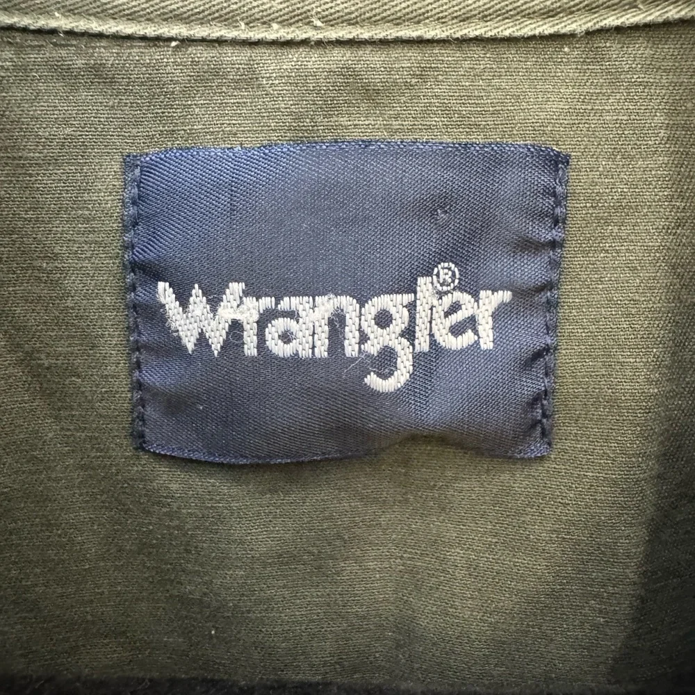 Wrangler Vintage Brushpopper Olive Green Pearl Snap Button Down Casual Shirt - Picture 3 of 9